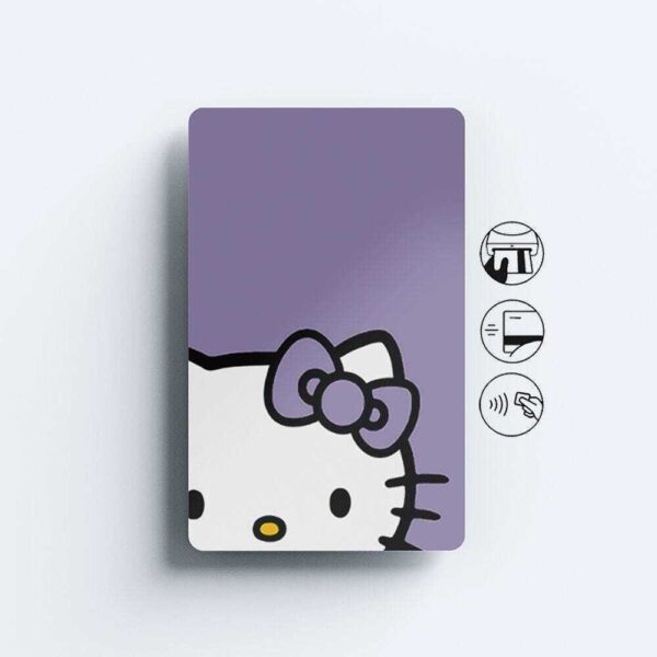 Card Skin Hello Kitty Minimalist Purple Sanrio Sticker Cute Card Decal Glossy