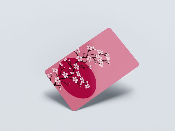 Card Skin Cherry Blossom Trees Credit Card Sticker Cute Japanese Flag Decal Skin Glossy or Holographic Chip Cut Custom Card Wrap - Image 4