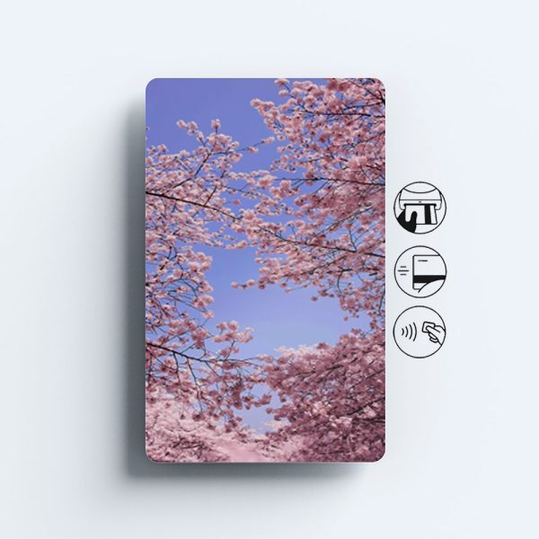 Card Skin Cherry Blossom Trees Credit Card Sticker Cute Pink and Purple Decal Skin Glossy or Holographic Chip Cut Custom Japanese Card Wrap