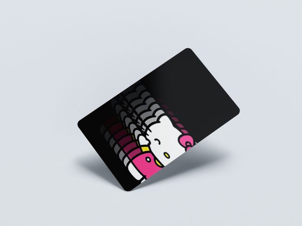 Card Skin Hello Kitty Ghost Trail Kawaii Black Sanrio Decal Glossy or Holographic Cute Custom Card Cover Chip Cut - Image 4