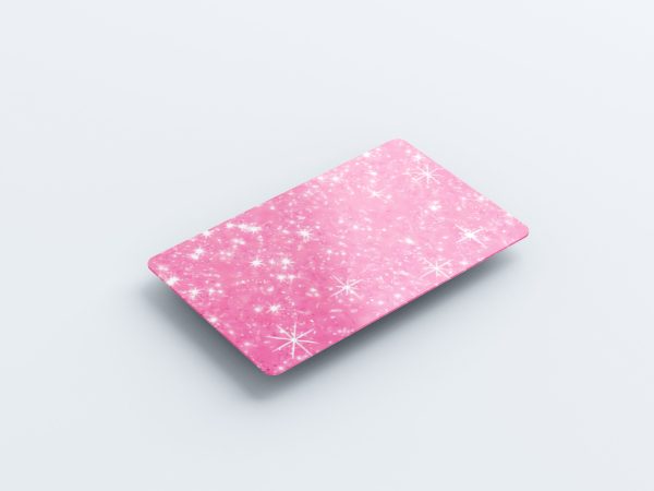 Card Skin Pink Sparkles Credit Card Sticker Cute Sparkly Pastel Decal Skin Glossy or Holographic Chip Cut Custom Card Wrap - Image 5