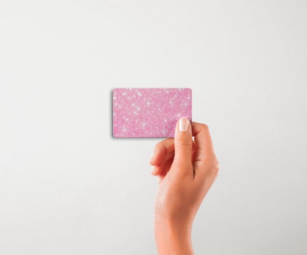 Card Skin Pink Sparkles Credit Card Sticker Cute Sparkly Pastel Decal Skin Glossy or Holographic Chip Cut Custom Card Wrap - Image 3