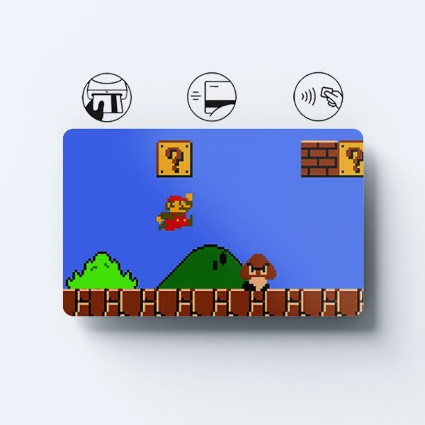 Card Skin Super Mario Credit Card Sticker Old School Game Skin Glossy or Holographic Cute Custom Card Credit Card Cover Chip Cut