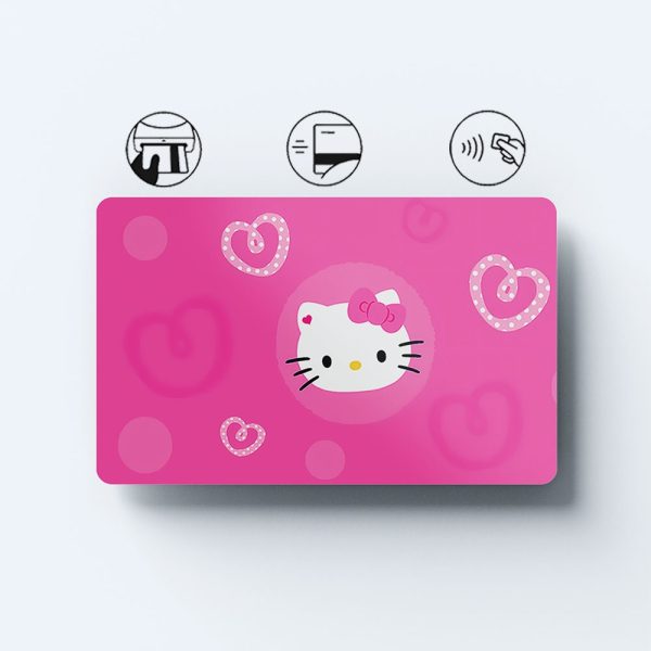 Card Skin Hello Kitty Sanrio Card Sticker Decal Skin Glossy or Holographic Cute Custom Card Credit Card Cover Chip Cut