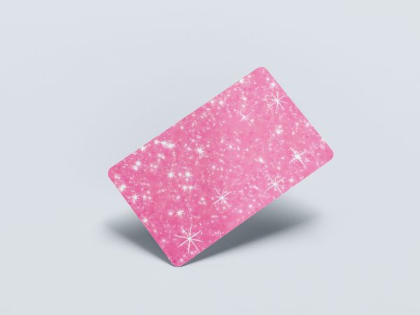 Card Skin Pink Sparkles Credit Card Sticker Cute Sparkly Pastel Decal Skin Glossy or Holographic Chip Cut Custom Card Wrap - Image 4