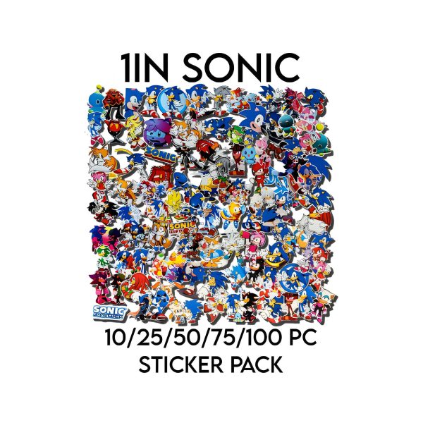 Sonic The Hedgehog Sega Sticker Pack 1in 10/25/50/100PC Glossy/Holographic Waterproof Video Game Decals for Laptop, Phone, Waterbottle, Car