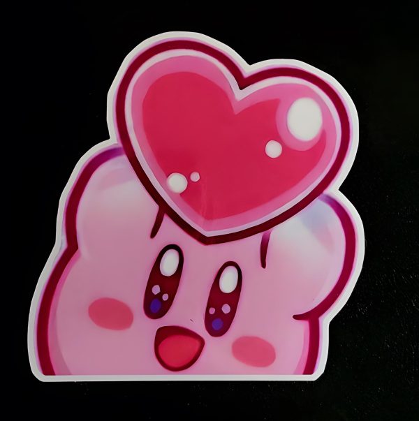 Classic Kirby Holding Heart Peeker Sticker 5In Decal Glossy Waterproof for Laptops, Phone, Skateboard, Water Bottles, Cars, Windows - Image 3