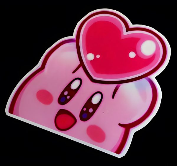 Classic Kirby Holding Heart Peeker Sticker 5In Decal Glossy Waterproof for Laptops, Phone, Skateboard, Water Bottles, Cars, Windows - Image 4