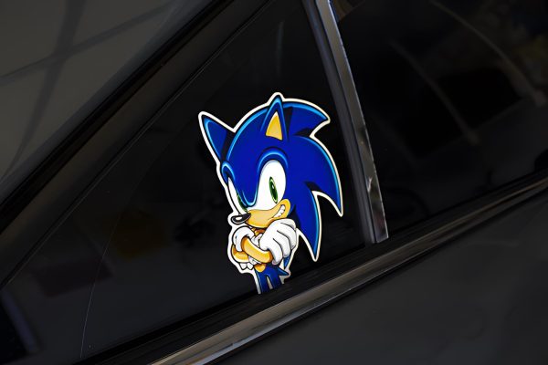 Sonic Sega 5In Car Peeker Decal Glossy or Holographic Waterproof for Laptops, Phone, Skateboard, Water Bottles, Cars, Windows - Image 3