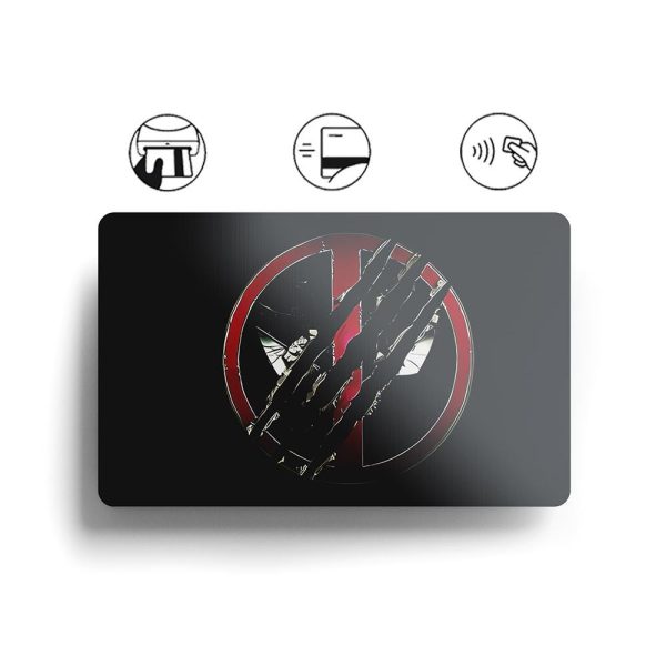 Card Skin Deadpool & Wolverine Slashed Sticker Glossy or Holographic Superhero or Supervillain Comic Cartoon Decal Credit Card Cover