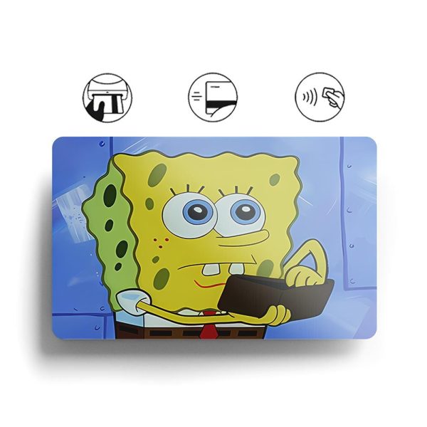 Card Skin Sponge Wallet Meme Sticker Funny Cartoon Bikini Bottom Decal Glossy or Holographic Chip Cut Custom Card Wrap